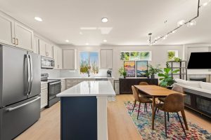 Open kitchen and living area designed for everyday living and entertaining.