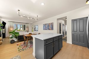 Open kitchen and living area designed for everyday living and entertaining.