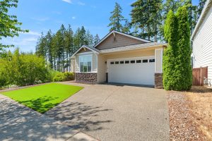 Two-car garage at the single-level Lacey home.